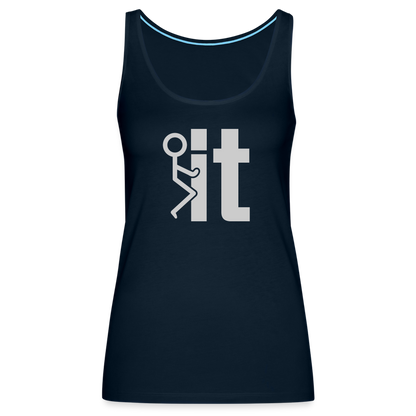 F it Women’s Premium Tank Top (Funny & Carefree) - deep navy