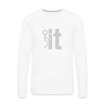 F it Men's Premium Long Sleeve T-Shirt (Funny & Carefree) - white