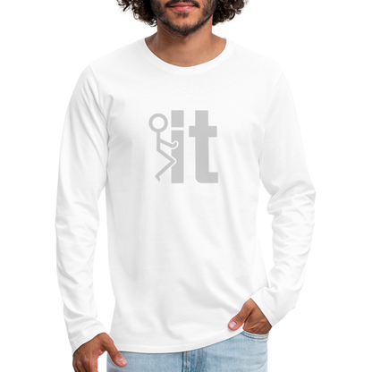 F it Men's Premium Long Sleeve T-Shirt (Funny & Carefree) - white