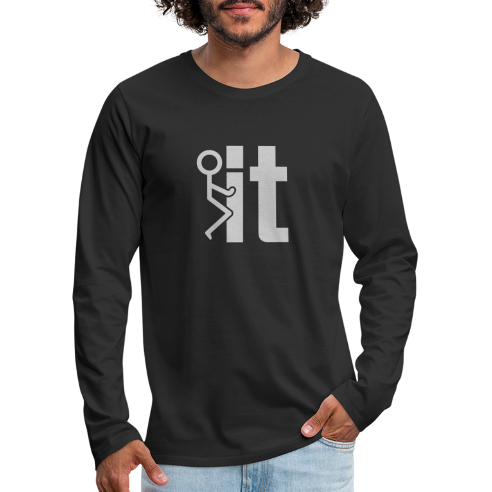 F it Men's Premium Long Sleeve T-Shirt (Funny & Carefree) - black