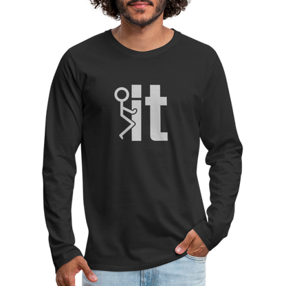 F it Men's Premium Long Sleeve T-Shirt (Funny & Carefree) - black