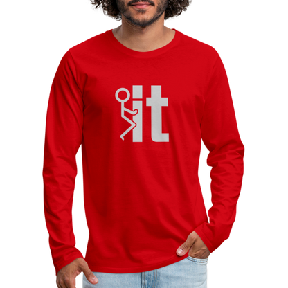 F it Men's Premium Long Sleeve T-Shirt (Funny & Carefree) - red