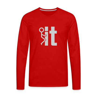 F it Men's Premium Long Sleeve T-Shirt (Funny & Carefree) - red