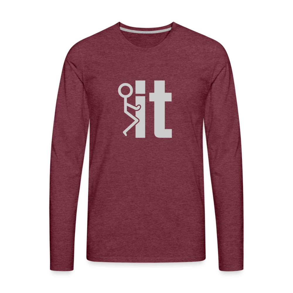 F it Men's Premium Long Sleeve T-Shirt (Funny & Carefree) - heather burgundy