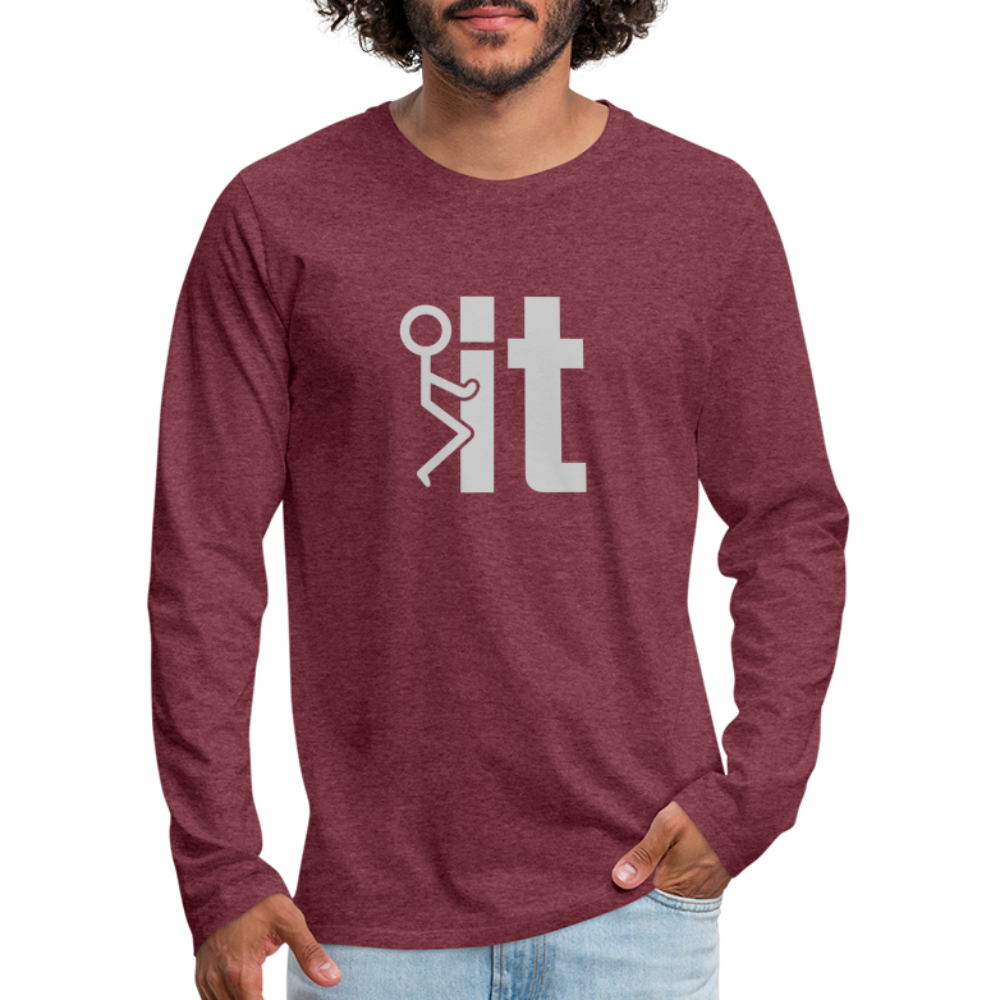 F it Men's Premium Long Sleeve T-Shirt (Funny & Carefree) - heather burgundy