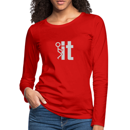 F it Women's Premium Long Sleeve T-Shirt (Funny & Carefree) - red