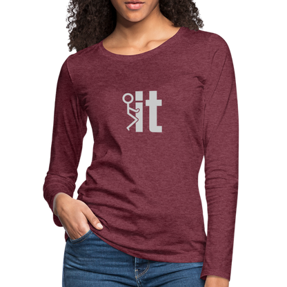 F it Women's Premium Long Sleeve T-Shirt (Funny & Carefree) - heather burgundy