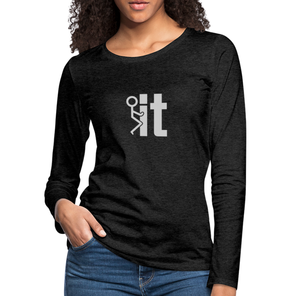 F it Women's Premium Long Sleeve T-Shirt (Funny & Carefree) - charcoal grey