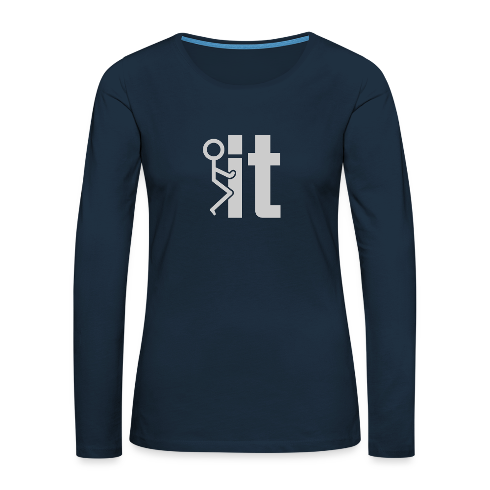 F it Women's Premium Long Sleeve T-Shirt (Funny & Carefree) - deep navy