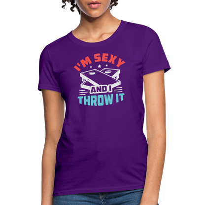 I'm Sexy and I Throw It (Cornhole Game) Women's T-Shirt - purple