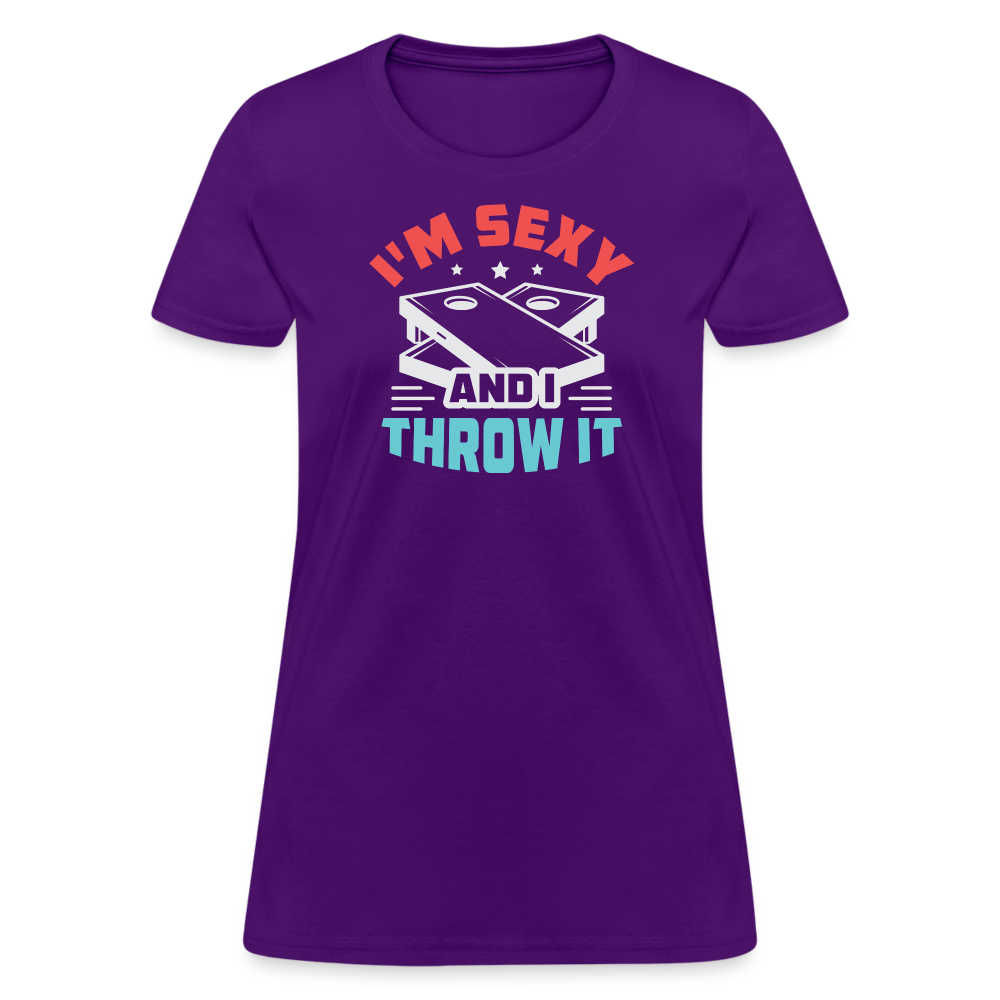 I'm Sexy and I Throw It (Cornhole Game) Women's T-Shirt - purple