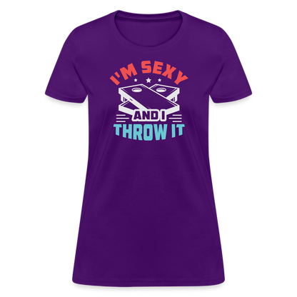 I'm Sexy and I Throw It (Cornhole Game) Women's T-Shirt - purple