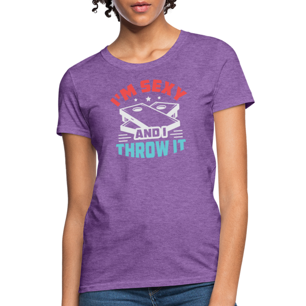 I'm Sexy and I Throw It (Cornhole Game) Women's T-Shirt - purple heather