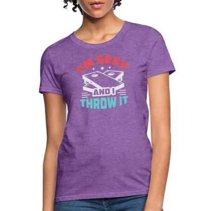 I'm Sexy and I Throw It (Cornhole Game) Women's T-Shirt - purple heather