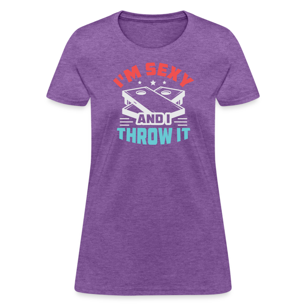 I'm Sexy and I Throw It (Cornhole Game) Women's T-Shirt - purple heather