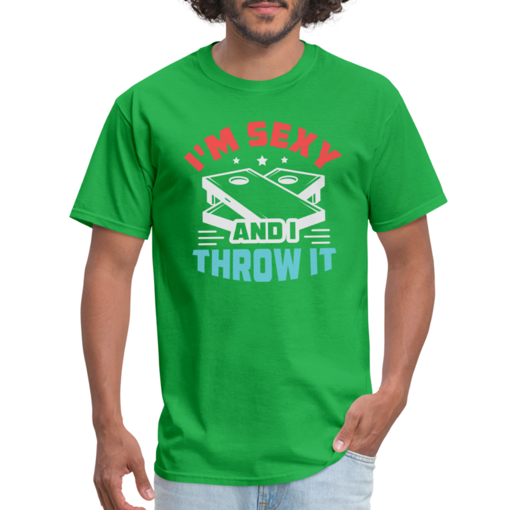 I'm Sexy and I Throw It (Cornhole Game) T-Shirt - bright green