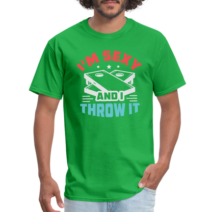 I'm Sexy and I Throw It (Cornhole Game) T-Shirt - bright green