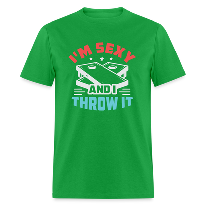 I'm Sexy and I Throw It (Cornhole Game) T-Shirt - bright green