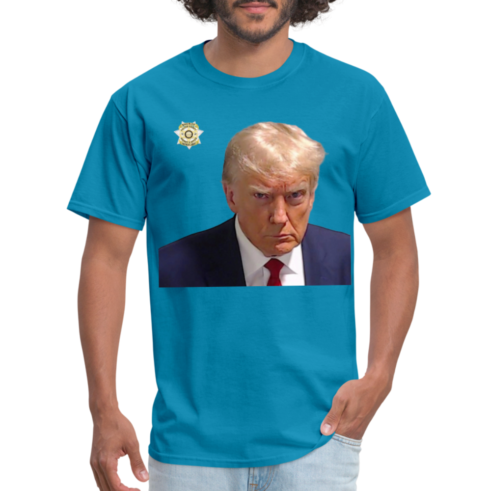 Trump Mugshot T-Shirt (Customizeable) - turquoise