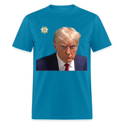 Trump Mugshot T-Shirt (Customizeable) - turquoise