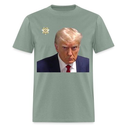 Trump Mugshot T-Shirt (Customizeable) - sage