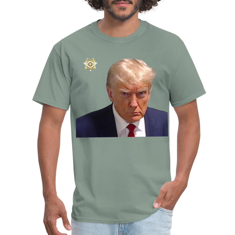 Trump Mugshot T-Shirt (Customizeable) - sage