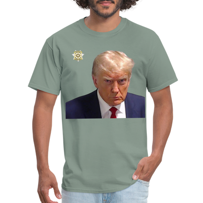 Trump Mugshot T-Shirt (Customizeable) - sage