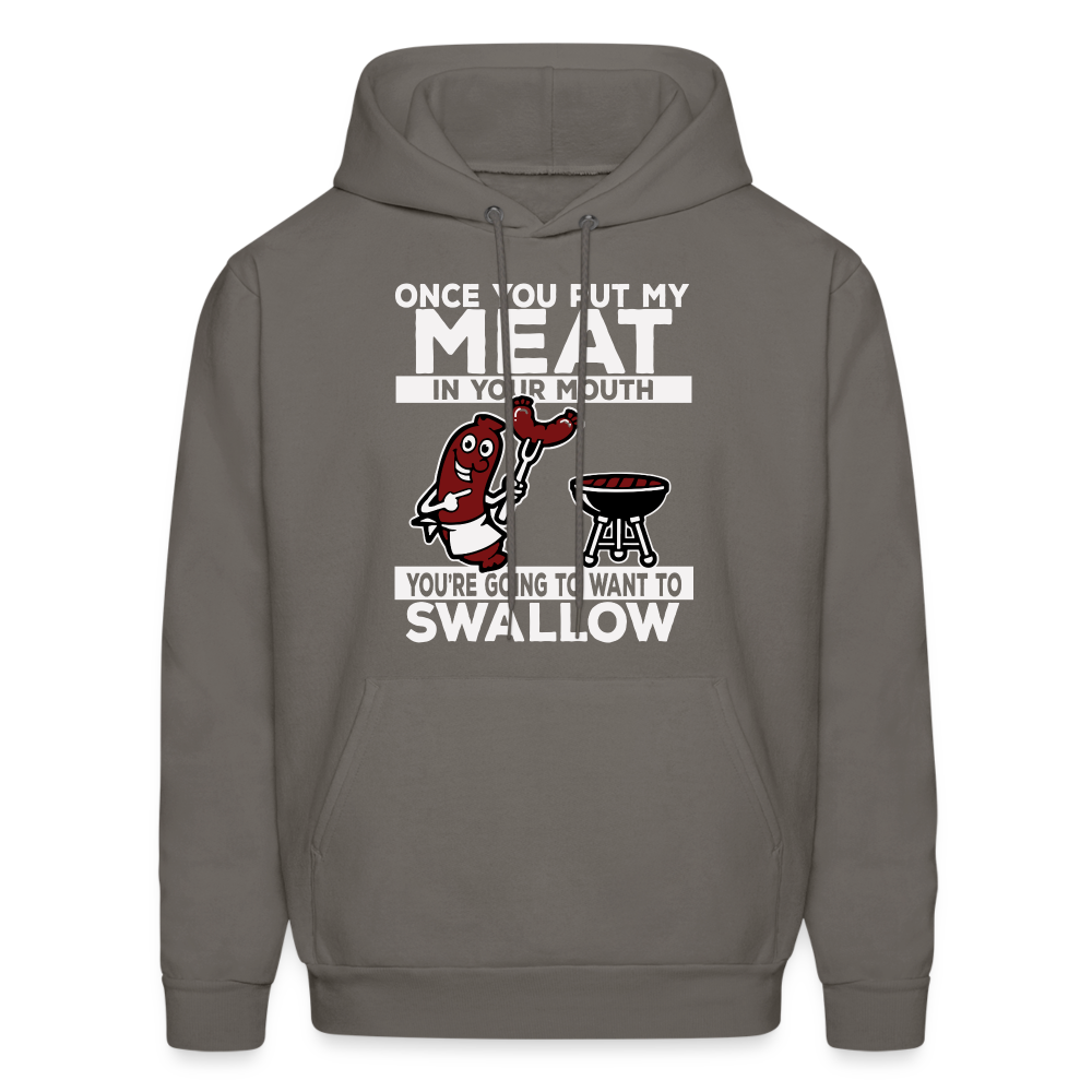 You're Going to Want to Swallow My Meat (BBQ Grilling Adult Humor) T-Shirt - asphalt gray